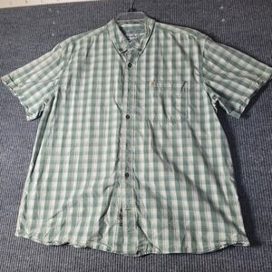 CARHARTT Men's Size 2XL Green Checkered Relaxed Fit‎ Button Front S/S Shirt